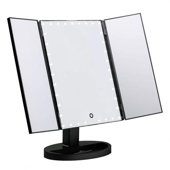NIB Impressions Vanity Touch Trifold XL Dimmable LED Makeup Mirror - Pro Black - Picture 1 of 6